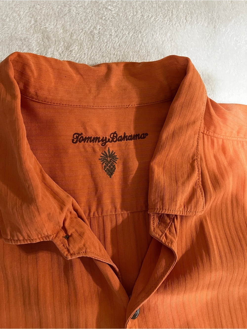 Tommy Bahama 100% Silk Camp Shirt Men 2XT Salmon Orange Short Sleeve Resort Wear - Picture 8 of 13